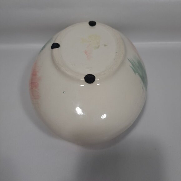 Hand-Painted Maurice California Pottery Oval Bowl Planter Pink Green Ceramic - Picture 12 of 17